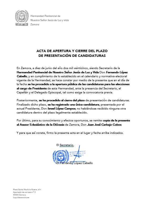 Presentación de candidaturas